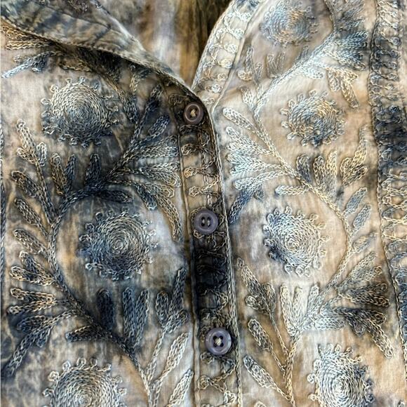 Vintage Goa Tie Dye Tunic with Floral Embroidery - Size S - Picture 9 of 12